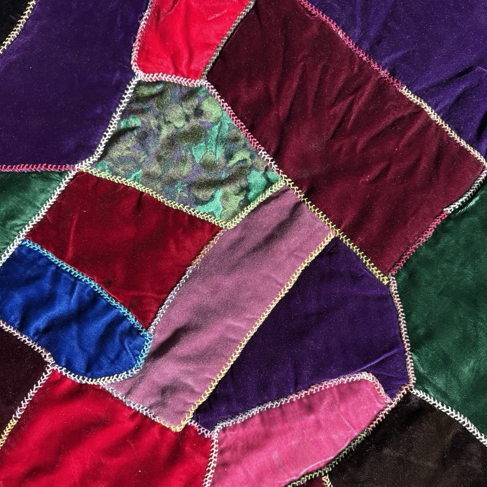 VTG Handmade Velvet Crazy Quilt 65x60 Alice Bjelland Patchwork Renaissance Jewel